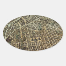 Vintage Pictorial Map of Berlin (1871) Oval Sticker