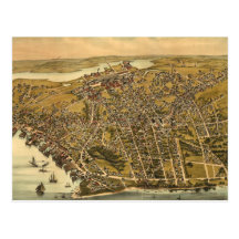 Vintage Pictorial Map of Beverly MA (1886) Post Cards