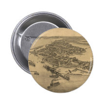 Vintage Pictorial Map of Cedar Key FL (1884) Pinback Button