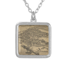 Vintage Pictorial Map of Cedar Key FL (1884) Jewelry