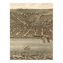 Vintage Pictorial Map of Cleveland (1877) Postcards