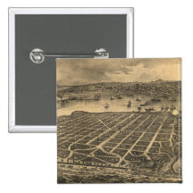 Vintage Pictorial Map of Coronado Beach (1880) Pinback Button