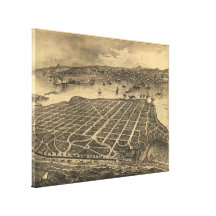Vintage Pictorial Map of Coronado Beach (1880) Gallery Wrap Canvas