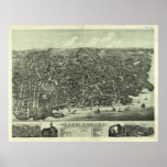 Vintage Pictorial Map of Marblehead MA (1882) Posters