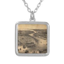 Vintage Pictorial Map of NYC and Brooklyn (1851) Necklace