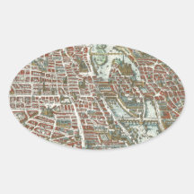 Vintage Pictorial Map of Paris (1615) Stickers