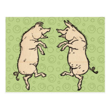 Vintage Pigs Dancing Post Cards