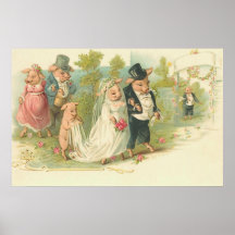 Vintage Pigs Wedding Poster