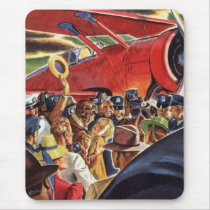 Vintage Pilot, Woman and Aeroplane with Paparazzi Mouse Pads
