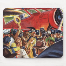 Vintage Pilot, Woman and Aeroplane with Paparazzi Mouse Pad