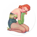 Vintage Pin Up Girl Sexy Red Head stickers