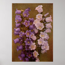 Vintage Pink and Purple Bell Flowers Print