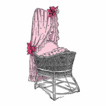 Vintage Pink Baby Bassinet Photo Sculpture