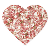 Vintage Pink Blossoms Heart Sticker