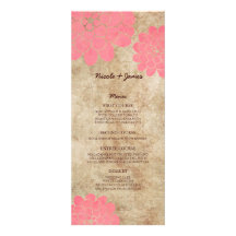 Vintage Pink Dahlia Floral Wedding Menu Custom Announcement