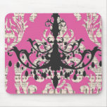 Vintage Pink Damask  Chandelier mousepads