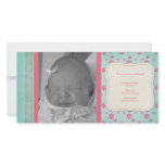 Vintage Pink Floral Birth Announcement photo cards