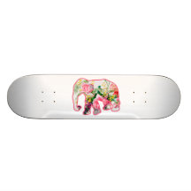 Vintage Pink & Floral Elephant Skateboards