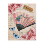 Vintage Pink French Fan Post Card