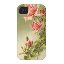 Vintage Pink Garden Roses for Valentine's Day iPhone 4 Case