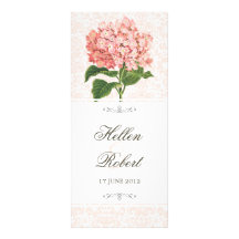Vintage Pink Hydrangea Wedding Ceremony Program Personalized Rack Card