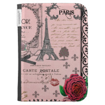 Vintage Pink Paris Collage kindle case