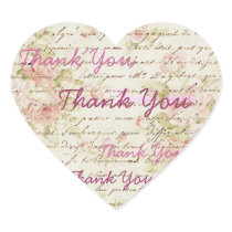 Vintage Pink Rose Floral Clock Wedding Favour Heart Sticker