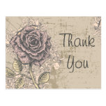 Vintage Pink Rose Grunge Background Postcard