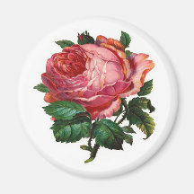 VINTAGE PINK ROSE REFRIGERATOR MAGNET