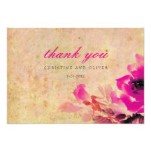 Vintage Pink Rose Wedding Thank You Card Custom Invitation