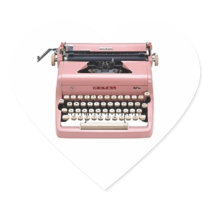 Vintage Pink Typewriter Stickers, Heart