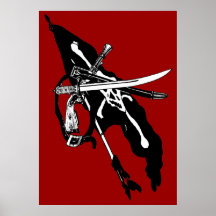 Vintage Pirate Arms Jolly Roger Flag and Weapons Poster