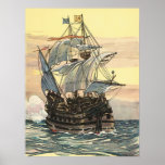 Vintage Pirate Ship on the Ocean posters