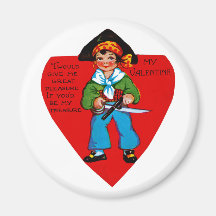 Vintage Pirate Valentine Refrigerator Magnets