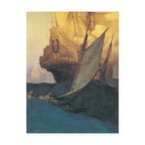 Vintage Pirates; Attack on a Galleon Postcard