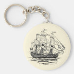 Vintage Pirates, Sketch of a 74 Gun Ship Key Chains