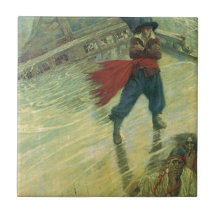 Vintage Pirates; The Flying Dutchman, Howard Pyle Tiles