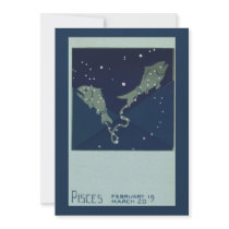 Vintage Pisces; Signs of the Zodiac Custom Invitation