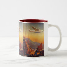Vintage Plane Travelling on Vacation in the Orient Coffee Mug