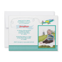 Vintage Planes Christening Invitations