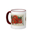 Vintage Poinsettia Holiday Christmas Mug