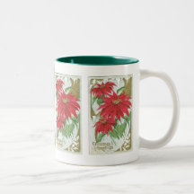 Vintage Poinsettia illustration. Mugs