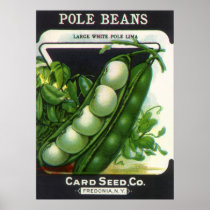 Vintage Pole Lima Beans Seed Packet Label Art Poster