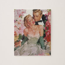 Vintage Portrait, Bride Groom, Newlyweds w Flowers Puzzles