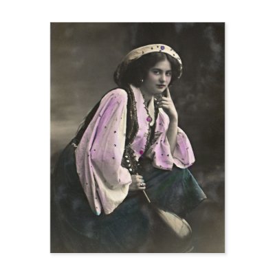 Vintage Portrait of a Gypsy Girl Postcards by kimmyklassickorner