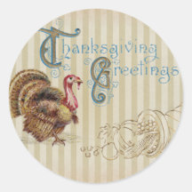 Vintage Post Card Thanksgiving Turkey Sticker