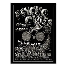 Vintage Postcard:  Psycho Cycles