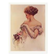 Vintage Postcard With Lady and Her Cat
