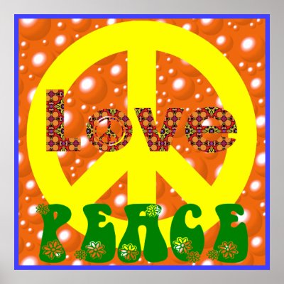 Vintage Poster Love Peace Hippie Peace Sign 60s 70 by Topteevintage