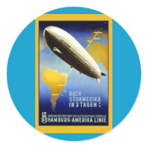 Vintage Poster of a Dirigible Round Stickers